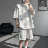 Mens Training Sports Sets Men Hooded Sports Suits Shorts Jogging Sets Male Running Tracksuits Couple Loose Tie-Dye Outwear