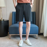 Summer Man Shorts Fashion Casual Bermuda Shorts Black Beige Khaki Straight Short Suit Pants Quality Men Bottoms Wear