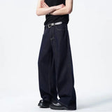 Men Dark Blue Loose Drag Floor Length Jeans Classic Straight Leg Denim Pants Wholesale Hot Sale Minimalist Casual Streetwear