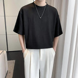 Summer Short Sleeved T-shirt Men Fashion Black White Casual T Shirt Men Streetwear Korean Hollowed Out T Shirt Mens Top