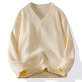 Knitted V-Neck Sweater Ribbed Neckline Not Easy To Deform Thick Warm Fashion Trend Crisp Shape Tall Thin Quality Fabric Skin