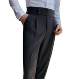 Autumn Casual Trousers Men Straight- Leg Narrow-FitHigh-Waisted Slims British StyleSuit  Pants  Business Attire