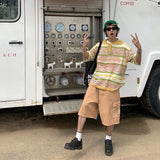 Summer Men's Clothing Luxury Striped Hollow Out Knitted Polo Shirt Retro Short-sleeved Korean Popular Knitwear Leisure T-shirts