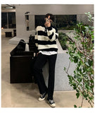 New Fashion Striped Men Polo Sweater Light Luxury Korean Popular Knitwear Premium Quality Long Sleeve Pullover Trendy Streetwear