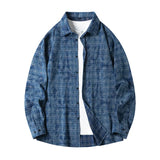 Lapel Collar Casual Shirt Jacket Retro Plaid Tie-dye Men's Cotton Shirt Coat Long Sleeve Casual Single Breasted 5Colors