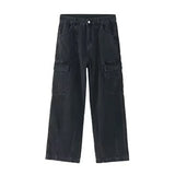 Men Baggy Oversize Cargo Jeans Male Wide Streetwear Hip Hop Pants Harajuku Fashion Straight Leg Black Blue Loose Denim Pants