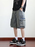 Summer Denim Cargo Shorts Men Flap Pockets Wide Leg Baggy Jeans Shorts Big Size 8XL 7XL 6XL Loose Fit Straight Jean Short Male