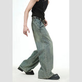 Spring and Autumn Men and Women Street Straight Tube Washed Jeans Couple American Loose Personality Retro Harajuku Casual Pants