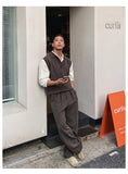 New Korean Fashion Polo Neck Men Sweater Vest Light Luxury Retro Business Knitted Sleeveless Waistcoats Leisure Premium Knitwear