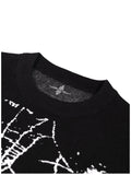 American Trendy Men's Sweaters Winter High Street Spider Web Jacquard O Neck Long Sleeve Pullover Retro Harajuku Gothic Knitwear