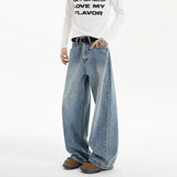 Men's Denim Pants hip hop jean Classic Blue Washed Male Jeans Straight Casual Menwear Loose Wide Leg Trousers New Fashion