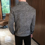 New Men's Brand Clothing Blazer Slim Slim Fashion High Quality Plaid Casual Jacket Men's Wool Short Slim Fit Blazer