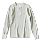 315g Heavy American Retro Khaki Sweater Shirt Waffle Cotton Henry Collar Long Sleeve T-shirt Men Cotton Slim Base Pullover Shirt