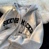 American autumn and winter men and women trendy loose retro personalized letter printed hooded sweatshirt casual casual Harajuku