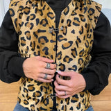 Men Leopard Print Vests Spring Fashion V-neck Paper Clip Simple Sleeveless Loose Simple Casual Streetwear Male Waistcoats