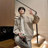 Street Zipper Jacket High-end Handsome Stand-up Collar Coat American 2025 Retro Handsome Work Jacket Loose Top Urban