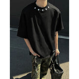Tshirt Men Slim Fit Solid Color Round Neck t Shirt Button trim Summer Casual Tee Shirt Lightweight Breathable Cotton Fashion Top