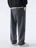 Winter Men's Sweatpants Korean Fashion Thick Warm Fleece Wide Leg Straight Loose Track Pants Male Casual Thermal Velvet Trousers