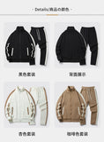 2025 Fall Casual Sports Set men 2 Piece Lapel Jacket Straight Leg Elastic Waist Pants Outdoor Activewear Hoodie Sweatpants