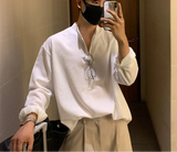 Oversized Korean-style Shirt Hanging Sense Shirt. Youth Long-sleeved Shirt Casual Travel Daily Street Fashion Men Loose-fitting