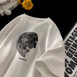 Men's T-shirts Oversized 5XL Cotton T Shirt White for Men Casual Summer Wear Planet Print Tee Shirts Men Clothing Big Size