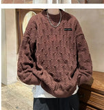 Autumn and winter high street men and women Korean style trend lazy style round neck sweater couple loose retro casual knitted