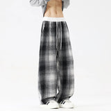 Autumn Thick Pants Men Warm Fashion Retro Plaid Pants Men Japanese Streetwear Loose Wide Leg Pants Men Vintage Trousers M-3XL