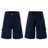 Summer Back Ribbon Design Casual Shorts Simple Loose Fit Male Solid Color New Fashion Men's Bottoms 2025 Pants