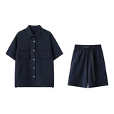 Summer Set Men Fashion Shorts Short Sleeved Shirt Set Men Streetwear Korean Loose Casual Sets Mens Clothing Large Size 5XL