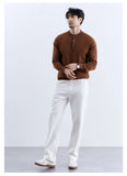 New Fashion Men Henry Sweater Light Luxury Knitted Solid Color Long Sleeve Pullover Premium Quality Skin-friendly Knitwear M-3XL