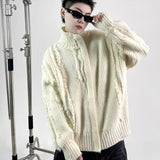 winter new Korean casual retro cardigan knitted jacket with tassel design for men and women stand up collar sweater y2k