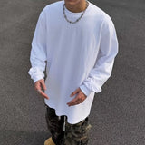 European Style T-shirts Streetwear Baggy Solid O-neck Full Sleeve Men's Clothing Comfortable Fashion All-match Inner Wear Cozy