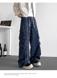Cargo jean pants Men Wide Leg DenimLoose Straight Baggy Men's Jeans hip hop Streetwear Skateboard Neutral denim Trousers