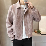 American Street Style Men's Jacket Handsome Trendy Jacket with Retro Collar Design and Rivet Decoration Double Door Front Coat