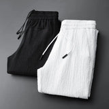 Men Two-piece Suit Striped Pleated Men Blazer Pants Set Pleated Drawstring Loose Lapel Pockets Thin Formal Business Men Set