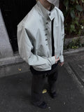 American Retro Multi-button Stand Collar Design Jacket Men Korean Hip Hop Coat High Street Hip-hop Solid Color Classic Jacket