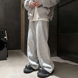 American Style Men's Sweatpants Elastic Waist Solid Color Bottom Straight Wide Leg Loose Sports Trousers New Simple