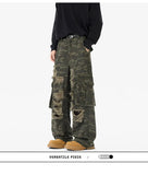 Ripped Camo Jeans Men 2025 New Loose Straight Leg Denim Pants Outdoor Hiking Trousers Casual Comfort Street Style Fashion