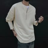 Autumn Men‘s Long Sleeve T-shirts Half Zipper O-Neck Tops Tees Solid Boys Streetwear Hip Hop Clothes