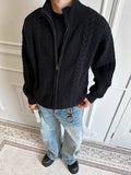 New Japanese Retro Men Cardigan Jacket Winter Light Luxury Trendy Turtleneck Knit Zip-up Long Sleeve Sweater Coat Premium Outfit