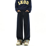 American Style Vintage Embroidery Straight Jeans Men's Baggy Fashion High Street Denim Pants Streetwear Male Mopping Trousers
