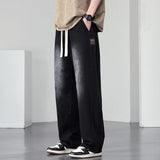 Summer Lyocell fabric Wide Leg Washing Jean Flap Pockets Lightweight Cargo Pants Men Street Trousers Loose Casual Thin Pant Big