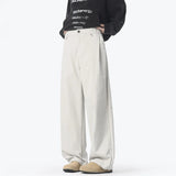 Black Casual Pants Men Fashion Oversized Wide Leg Pants Men Streetwear Korean Loose Straight Pants Mens Baggy Beige Trousers