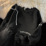 Raw Edge Sweaters Men Autumn Knitted Hong Kong Style Slouchy Temperament Daily Simple Classic Pullovers Versatile High Street