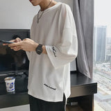 Summer Short Sleeved T-shirt Men Oversized Black White Casual T Shirt Men Streetwear Hip-hop Loose Ice Silk T Shirt Mens Top