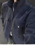 Street Zipper Jacket High-end Handsome Stand-up Collar Coat American 2025 Retro Handsome Work Jacket Loose Top Urban