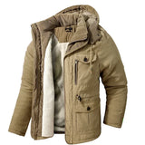 Cotton-Padded Thicken Parkas Fleece Coats Military Men's Warm Winter Jacket Cashmere Outdoor Male Windbreaker Hooded Outwear