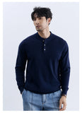 New Fashion Men Henry Sweater Light Luxury Knitted Solid Color Long Sleeve Pullover Premium Quality Skin-friendly Knitwear M-3XL