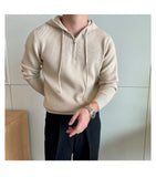 New British Leisure Men's Hooded Sweater Trendy Zip-up Preppy Style Slim-fit Long Sleeve Hoodies Casual Vintage Warmth Knitwear