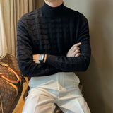 New Luxury Jacquard Men Sweater  Casual British Style Slim-fit Knitted Long Sleeve Pullover Fashion Leisure Basic Knitwear M-3XL